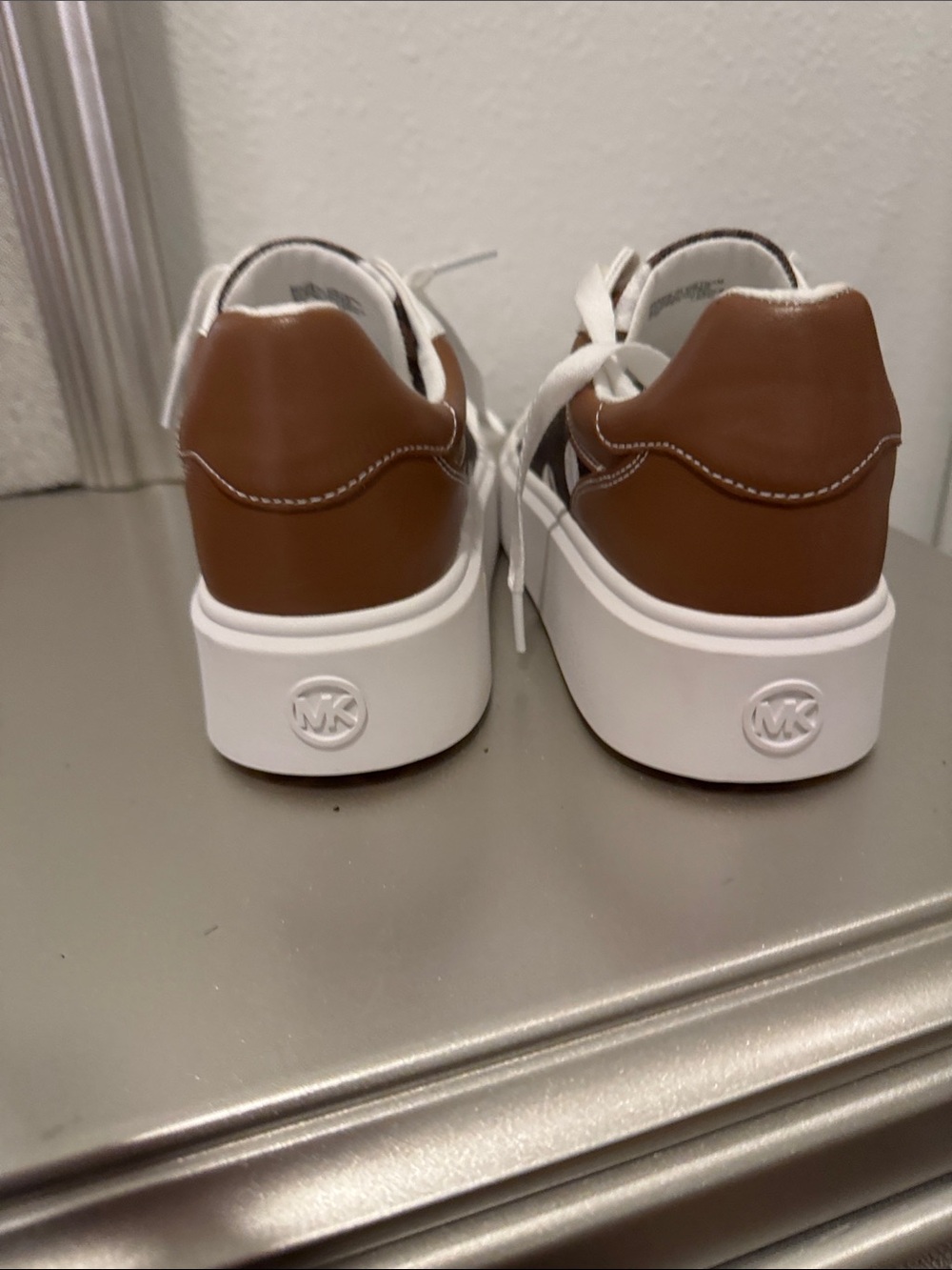 Michael Kors Brown & White MK Polka Dot Low-Top Sneakers - Picture 3 of 5